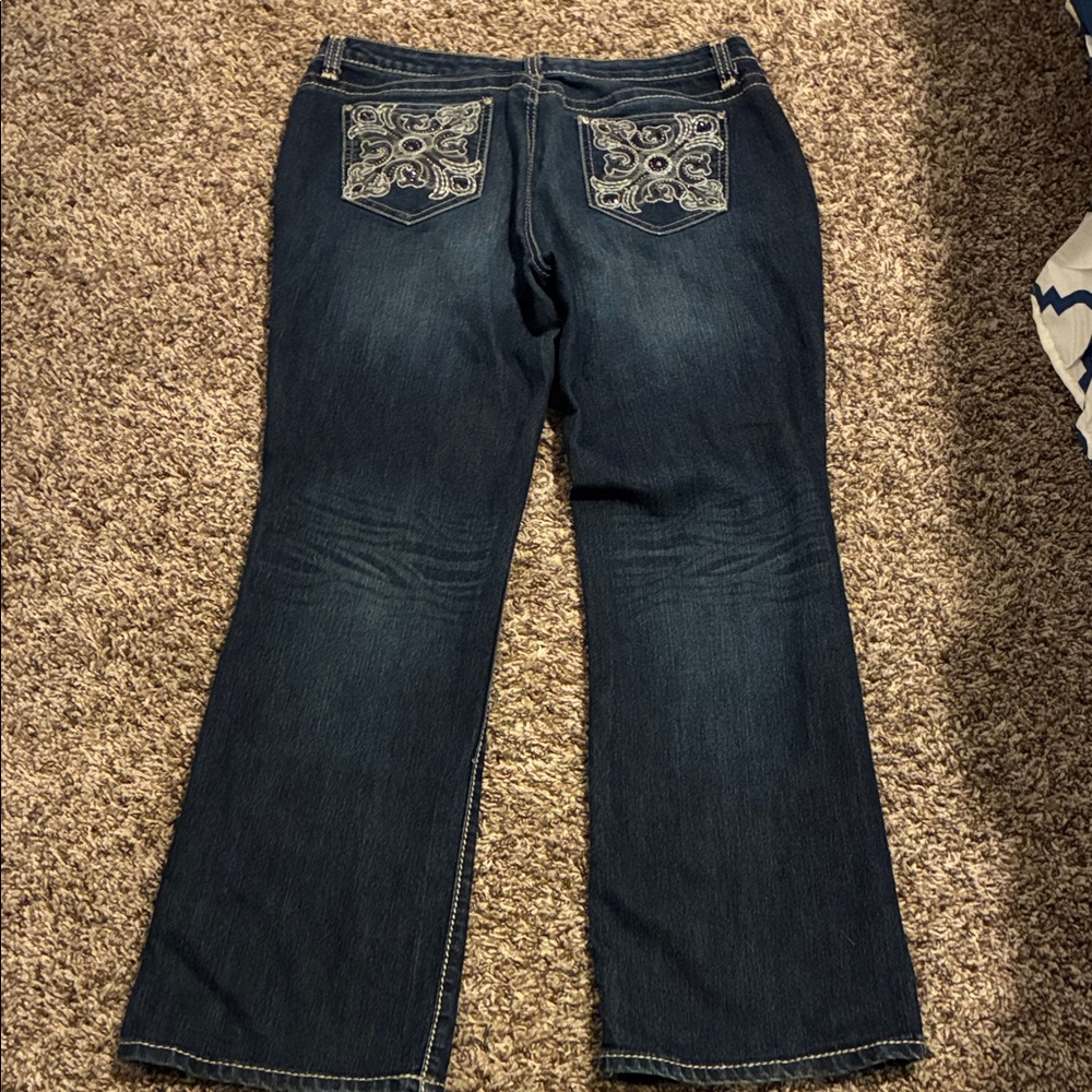 Nine West Wide Legged Embroidered Women's Jean- Size 14/32
